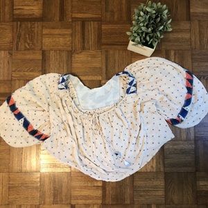 free people polka dot peasant blouse || size XS || NWOT